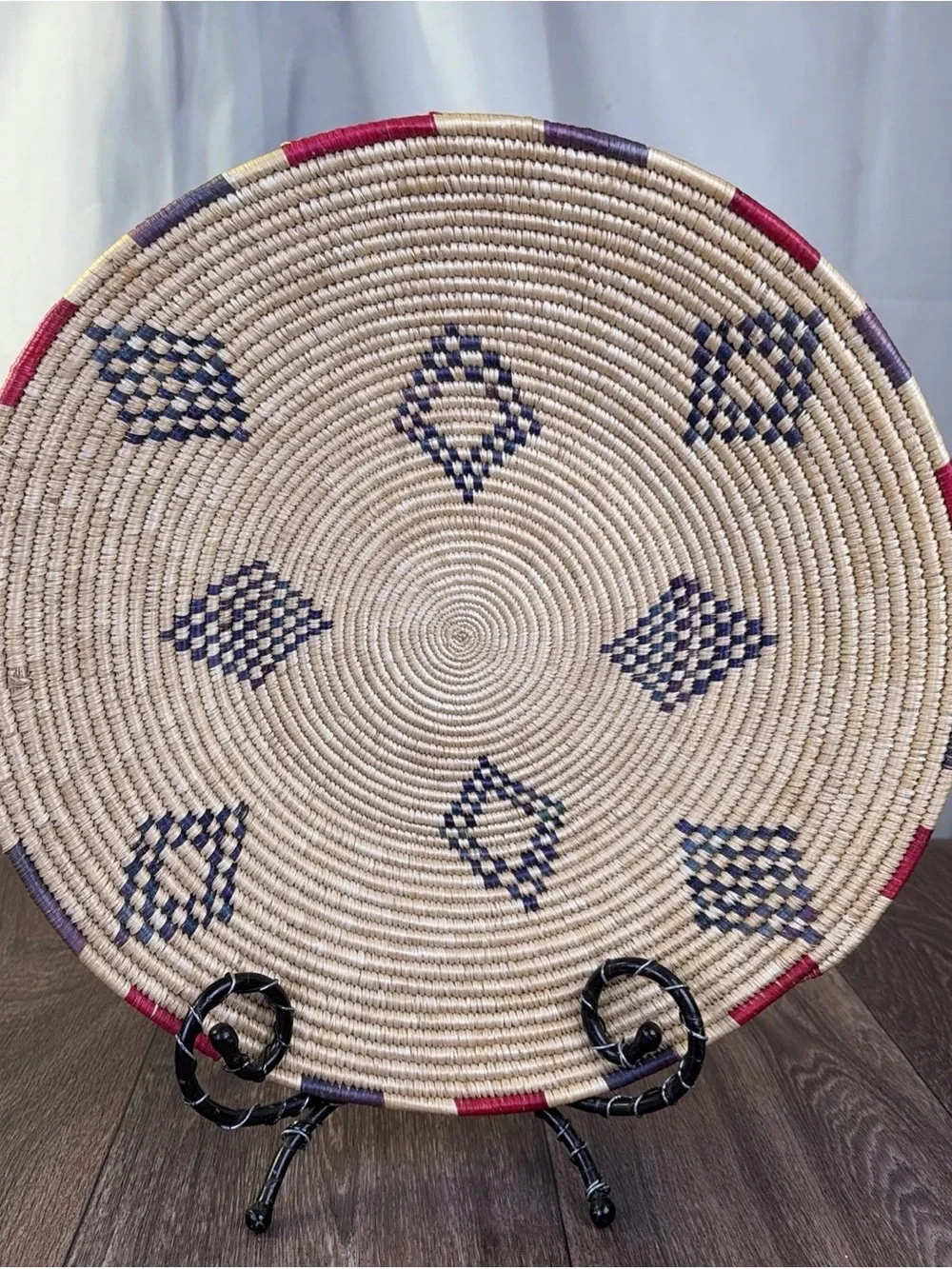 Tribal Southwest Native American Hand Woven Coil Harvest Basket Bowl 13
